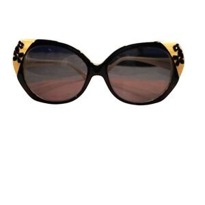 Trina Turk Women's Oversized Butterfly Sunglasses Black Animal Print